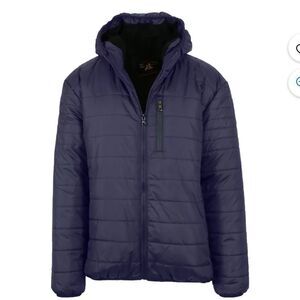 Spire by Galaxy Mens Sherpa-Lined Hooded Puffer Jacket Charcoal L NWT in packag
